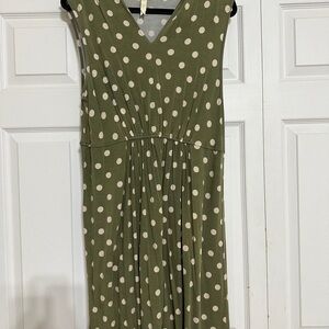 Matilda Jane The Adventure Begins Dot your i’s green polka dot v neck dress. XL